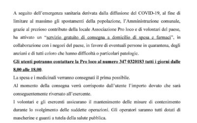 COVID-19 SERVIZIO DI SPESA A DOMICILIO E CONSEGNA FARMACI